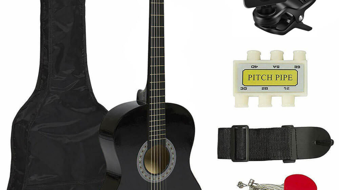 Timeless Tools Akusztikus gitár szett kezdőknek, ajándék hangolóval, 2 színben-fekete
