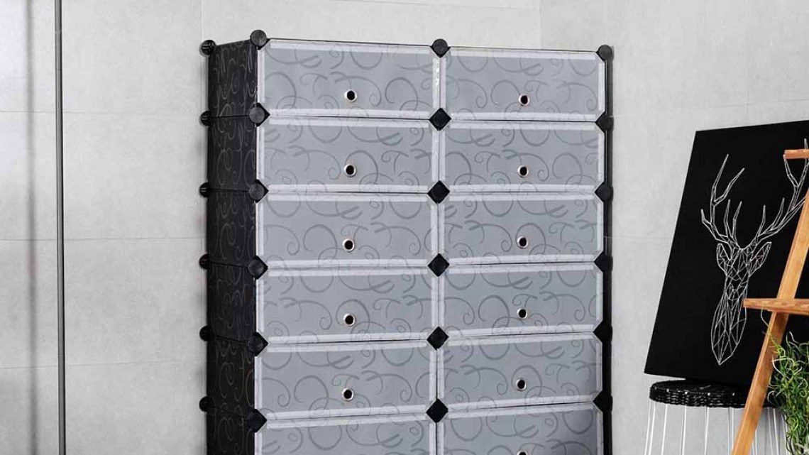 Timeless Tools Műanyag elemes cipőtároló szekrény, több színben-fekete