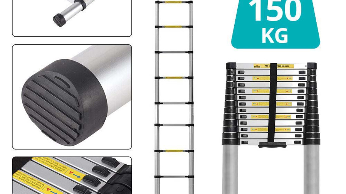 Timeless Tools Teleszkópos alumínium létra 3 méretben-4,1 méteres