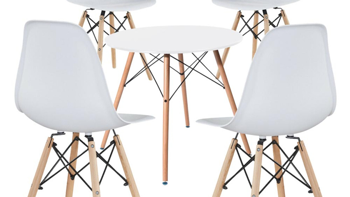 Timeless Tools 4 db modern étkezőszék asztallal, 3 színben-fehér