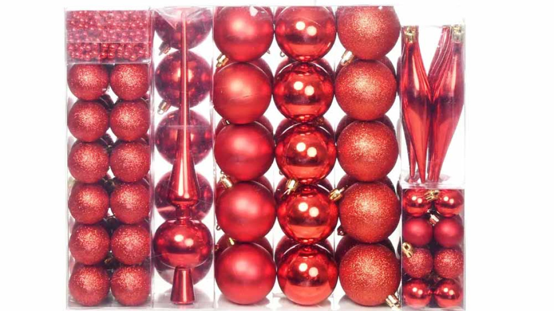 Timeless Tools 112 részes karácsonyfadísz, több színben-piros