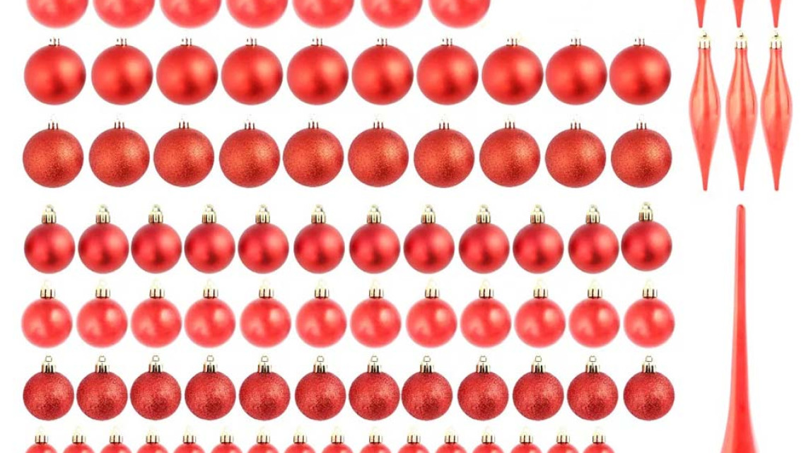 Timeless Tools 112 részes karácsonyfadísz, több színben-piros