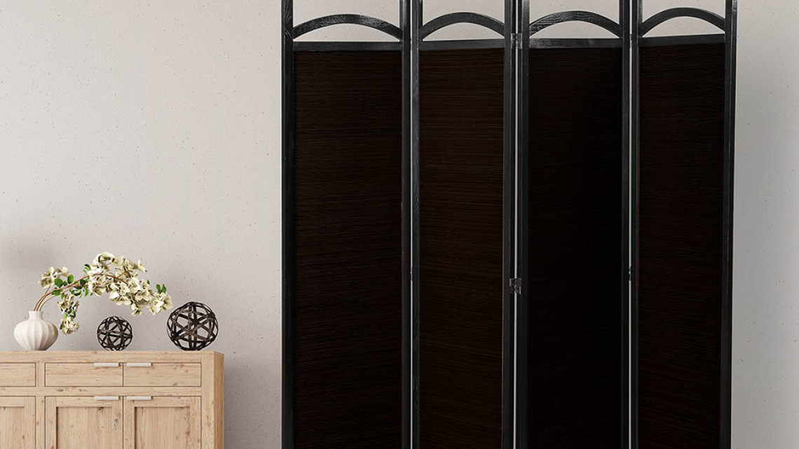 Timeless Tools 4 paneles térelválasztó paraván-sötétbarna