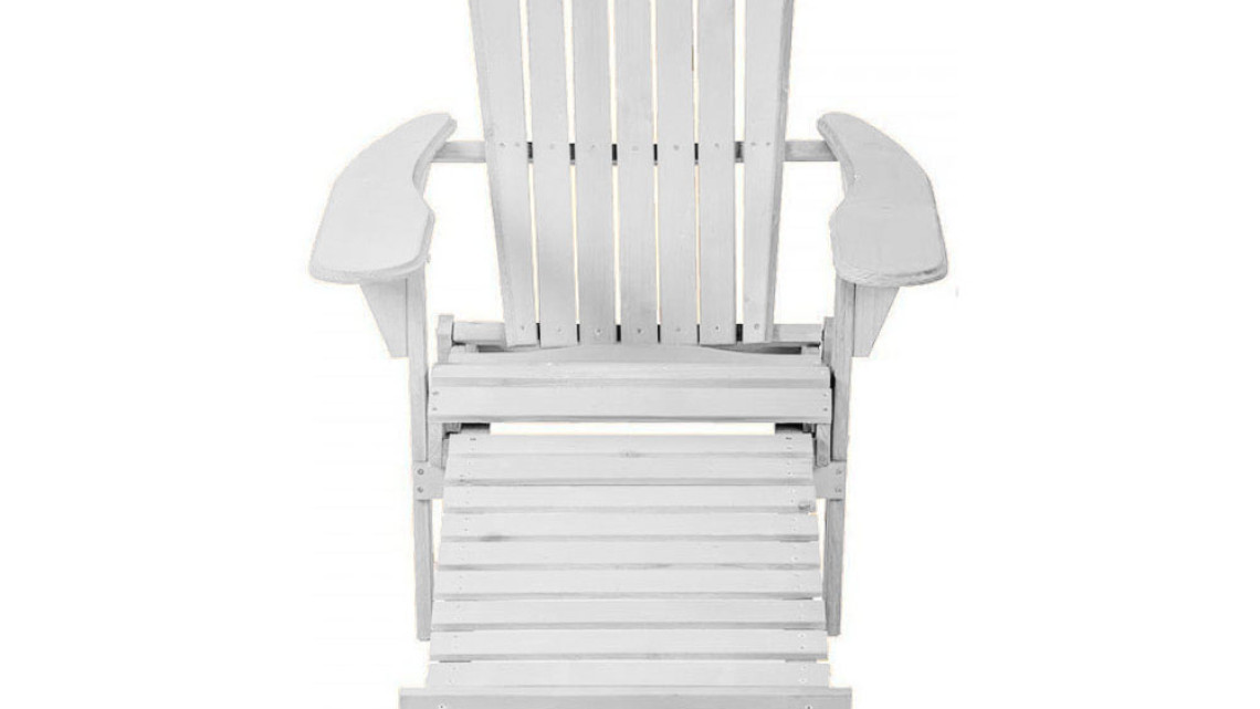 Timeless Tools Kerti fa szék kihúzható lábtartóval-fehér