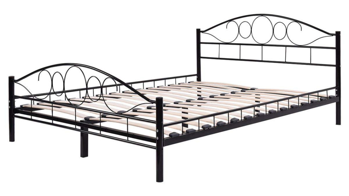 Timeless Tools Mimi fém ágykeret ajándék ágyráccsal több méretben és színben-Fekete 160x200cm