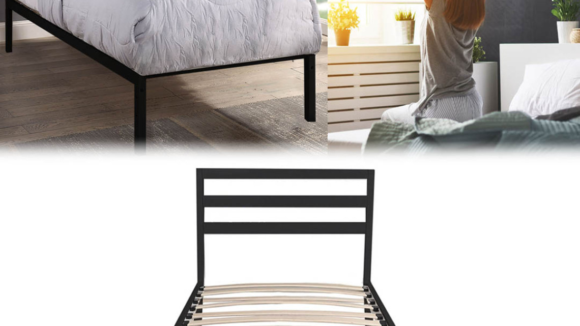 Timeless Tools Bella fém ágykeret ajándék ágyráccsal, több méretben és színben-Fekete 90x200 cm-es-fekete