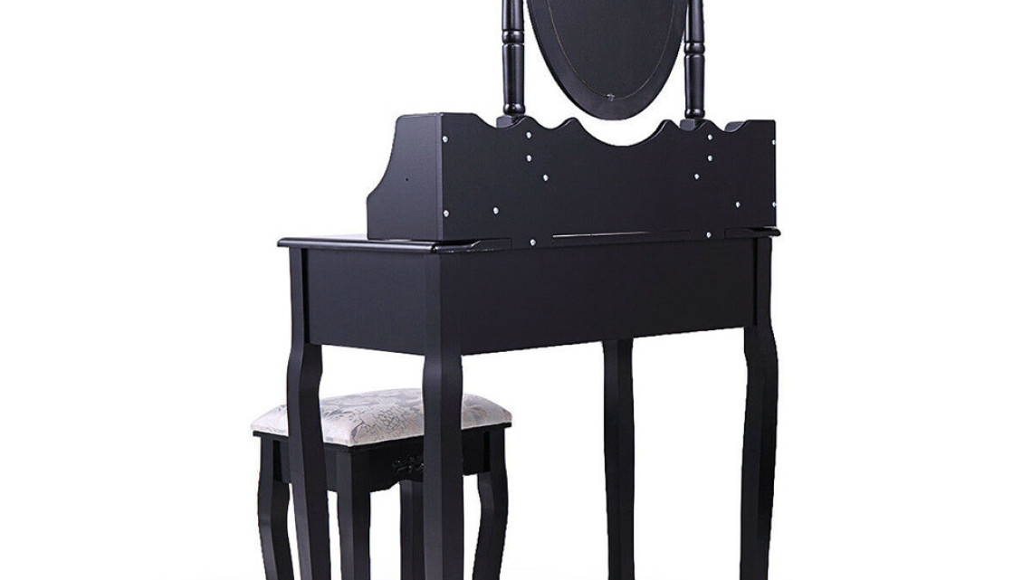 Timeless Tools Tükrös fésülködő asztal székkel, Rome több színben-fekete