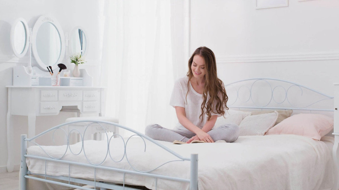 Timeless Tools Mimi fém ágykeret ajándék ágyráccsal több méretben és színben-Fehér 140x200cm