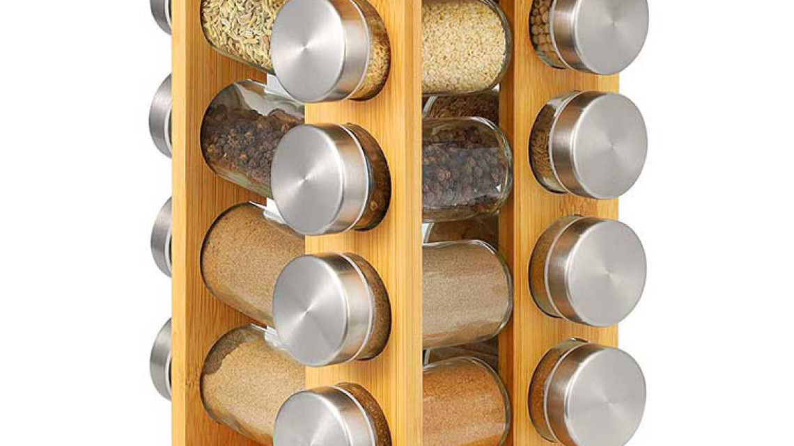 Timeless Tools Bambusz fűszertartó állvány, 16db-os 